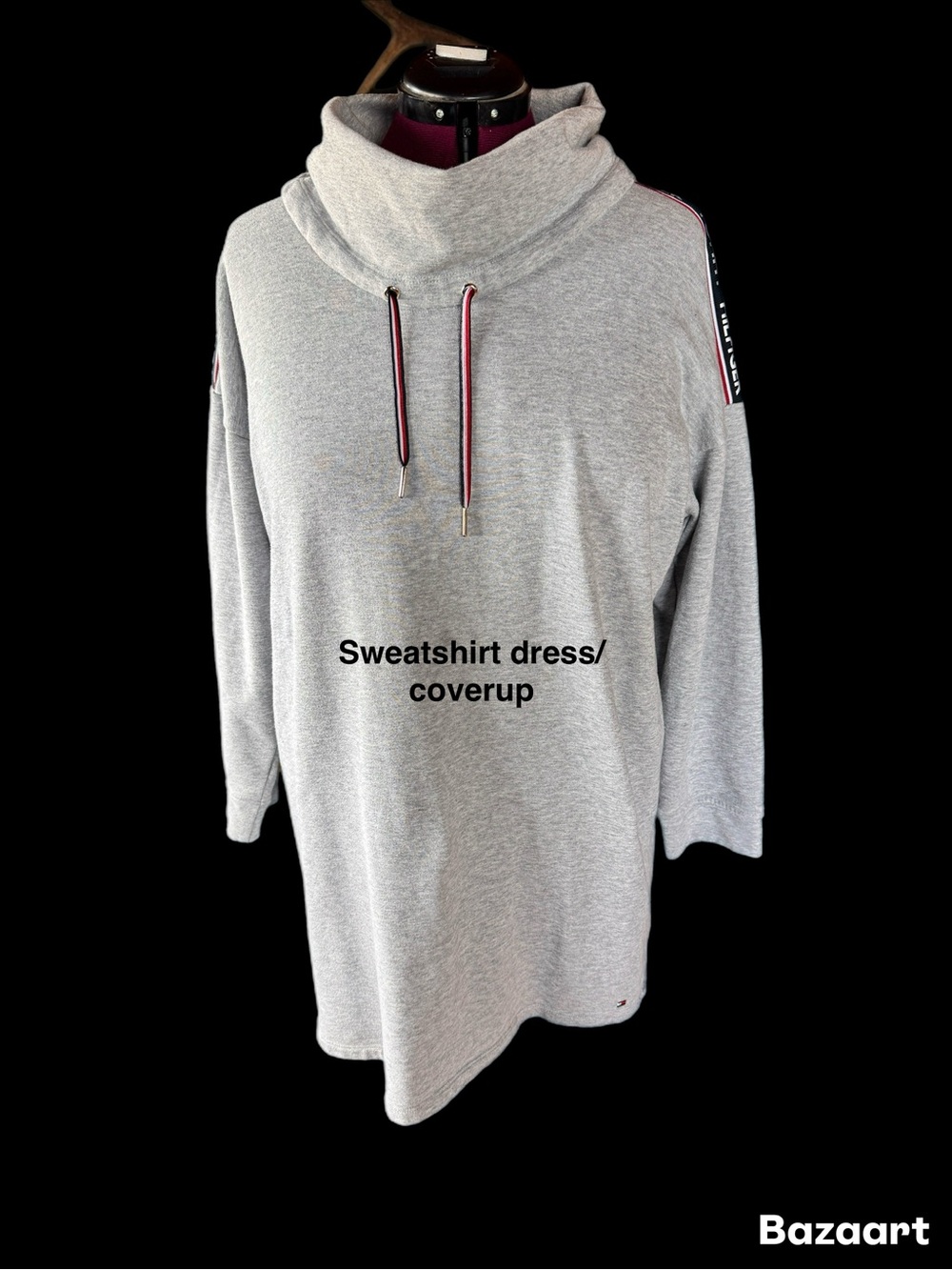 Tommy Hilfiger Light Gray Funnel Neck Sweatshirt Dress